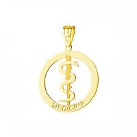 Pingente em Ouro 18k de Formatura com Símbolo de Medicina