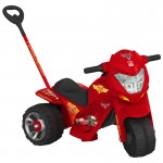 Mini Moto Elétrica vermelha infantil modelo Cars Passeio 2 em 1