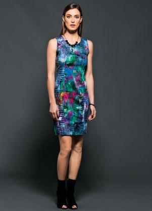 Vestido sem Mangas Estampado de cotton satin