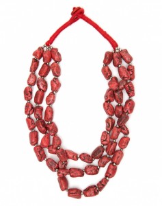 Colar Feminino Tibetano Três Fios Vermelho