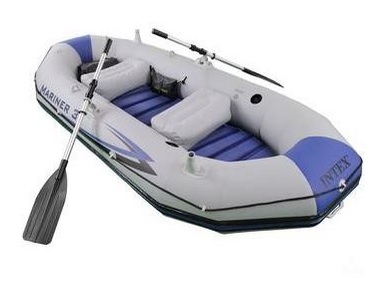 Bote Inflável Mariner para 3 pessoas 300Kg piso rígido, quilha, bomba, Remos Pescaria, Rafiting da Intex
