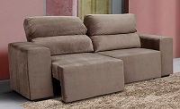 Sofá retrátil reclinável com 3 lugares Eureka Suede Fendi