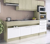 Cozinha Compacta 8 portas e 4 gavetas modelo Open Bali Branco Decibal