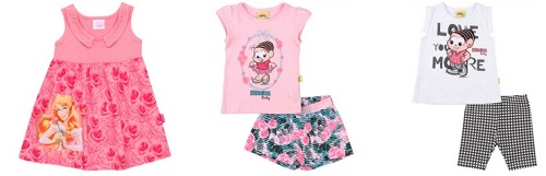 Promoção com descontos em Roupas infantis - Conjuntos,Vestidos, Macaquinhos e outas peças infantis Brandili
