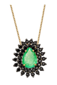 Gargantilha de ouro legítimo 18k com pedras naturais