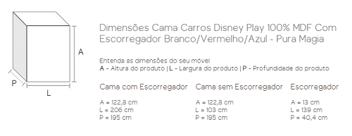 Dimensões cama carros Disney play MDF 