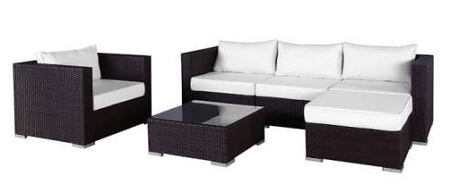 Conjunto de poltrona para área externa com 6 peças Marrom em promoção