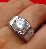 Anel de noivado masculino ouro branco 18k Moissanite Splendid 5ct diamante sintético noivado Moissanite jóias cavalheiro