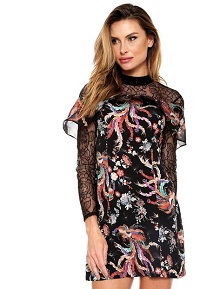 Vestido Colcci Curto Floral Preto