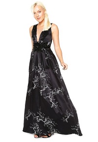 Vestido Lança Perfume Longo Bordado Preto 